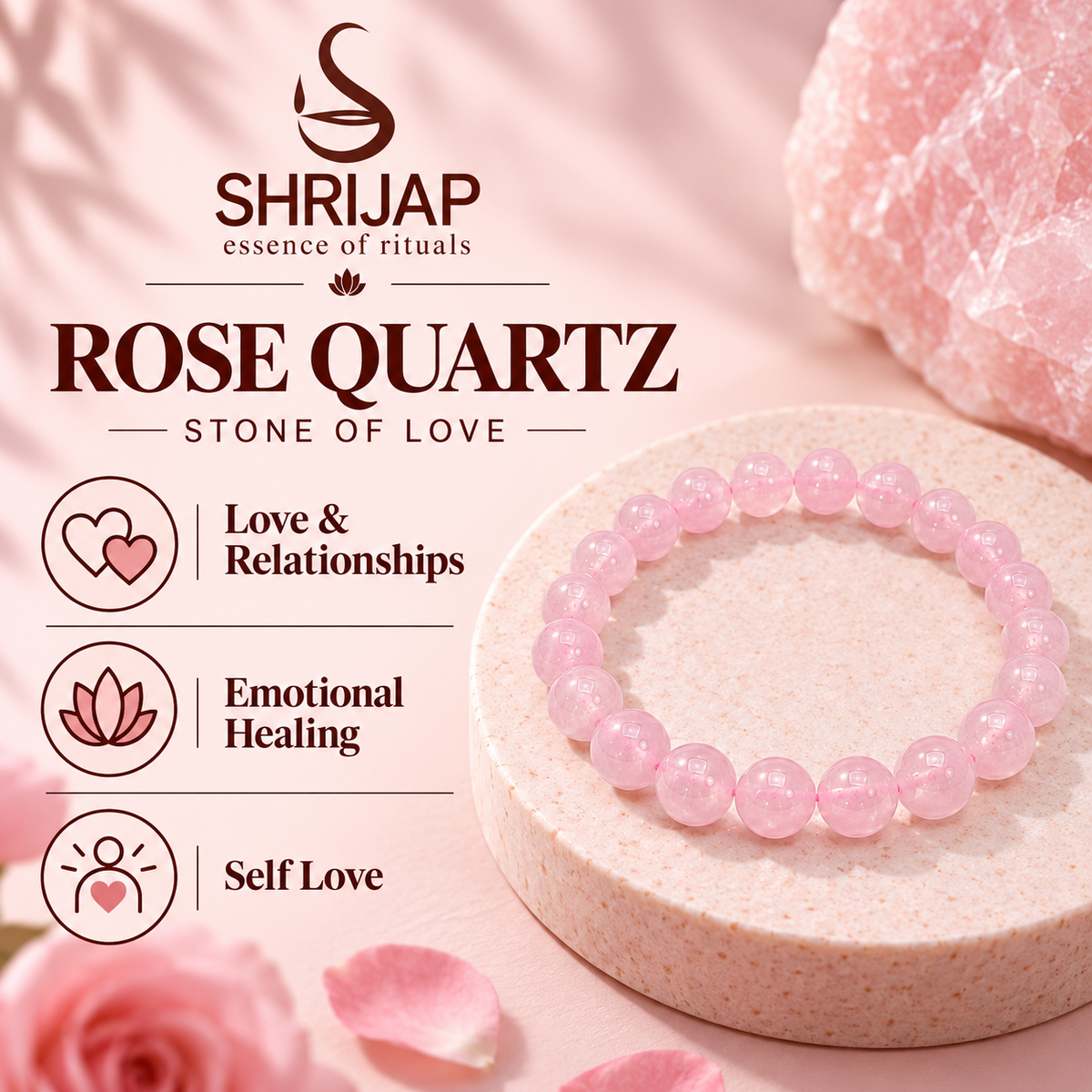 Natural Rose Quartz Bracelet – 8 MM