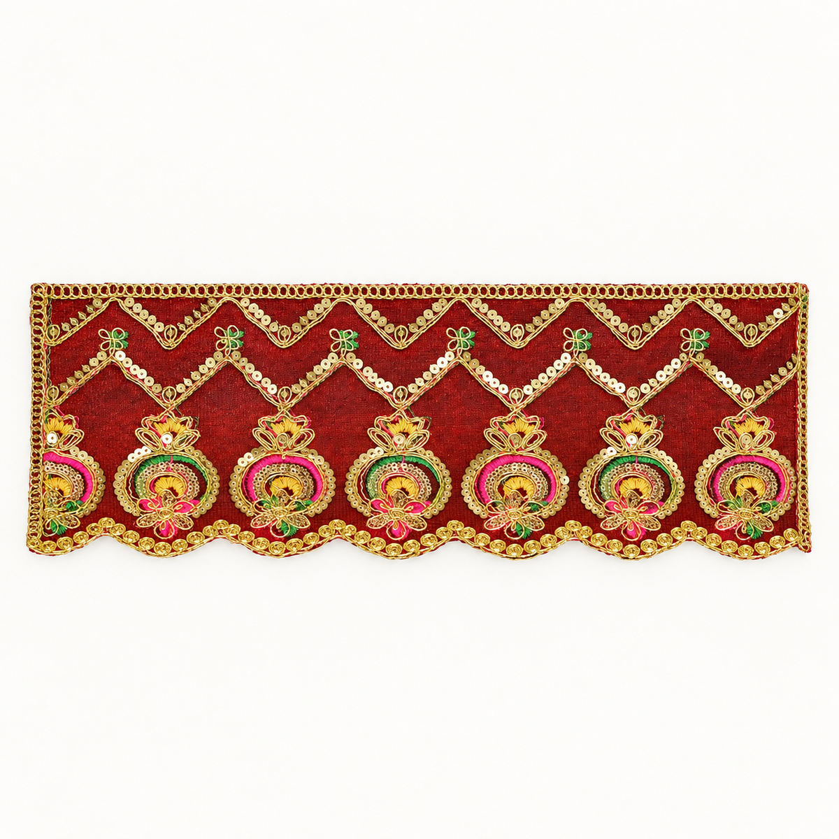 Royal Red Golden Jari Embroidered Chunri – 6x15 Inch