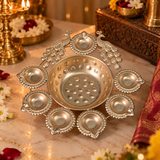 Peacock 4 Diya Flower Urli With Center Bowl