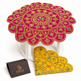 Velvet Swastik Puja Aasan with Jari Work – 16x16 Inch