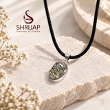 Natural Pyrite Druzy Pendant – Silver Plated Oval Bezel