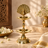 Peacock Diya With 2 Step Small