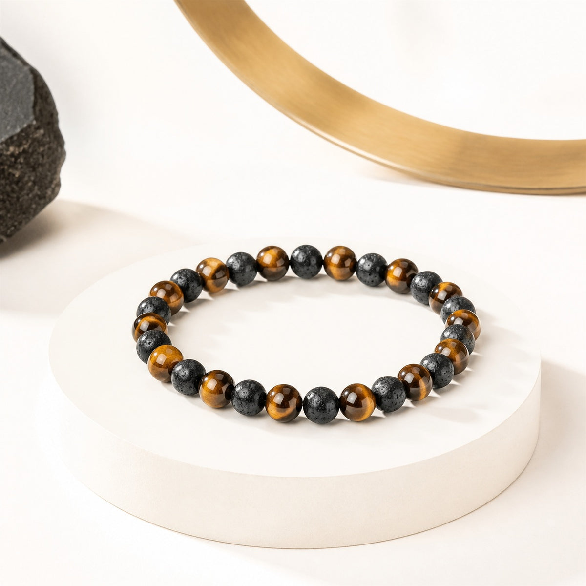 Tiger Eye & Lava Stone Combination Bracelet – 8 MM