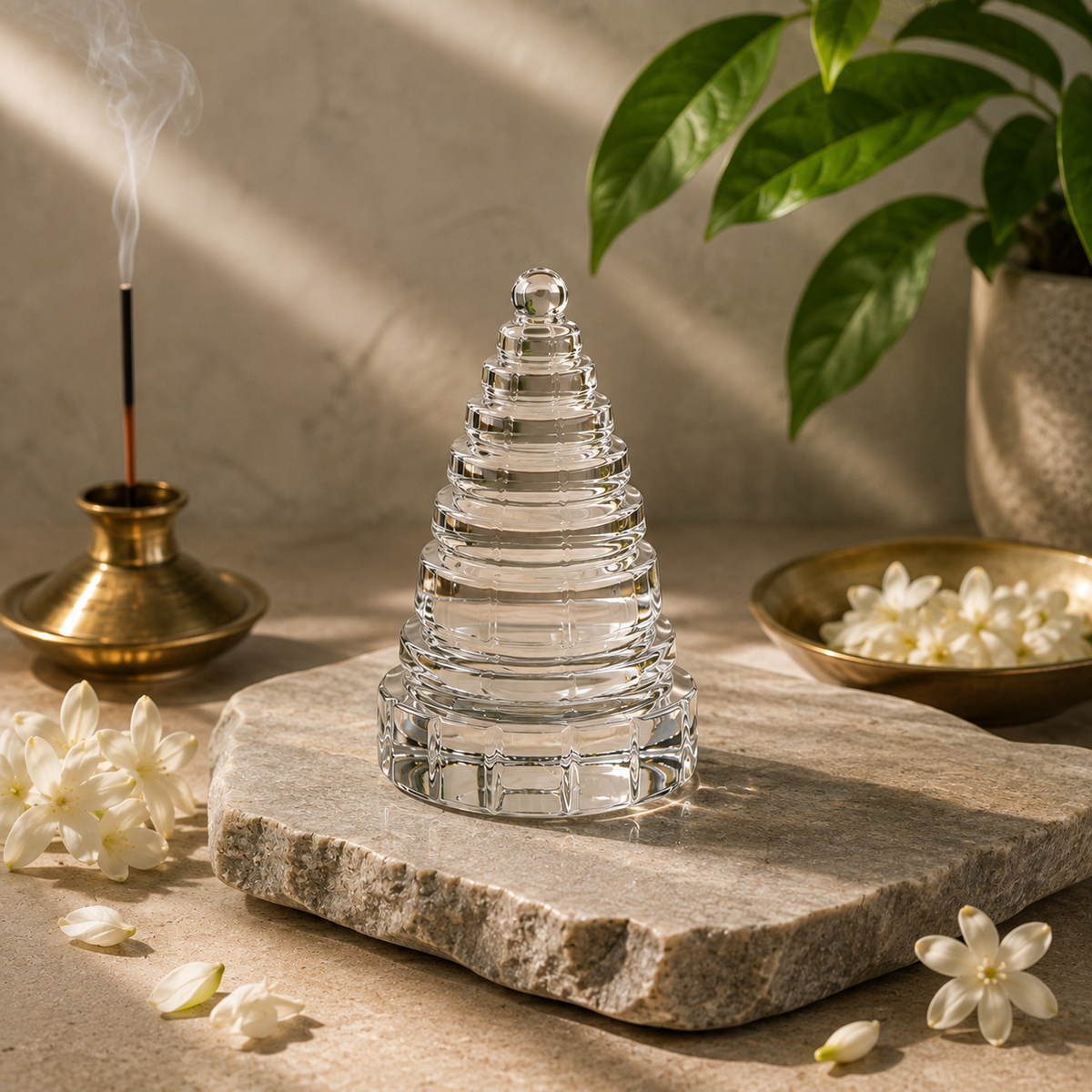 CRYSTAL QUARTZ MERU SHREE YANTRA 1.5 INCH