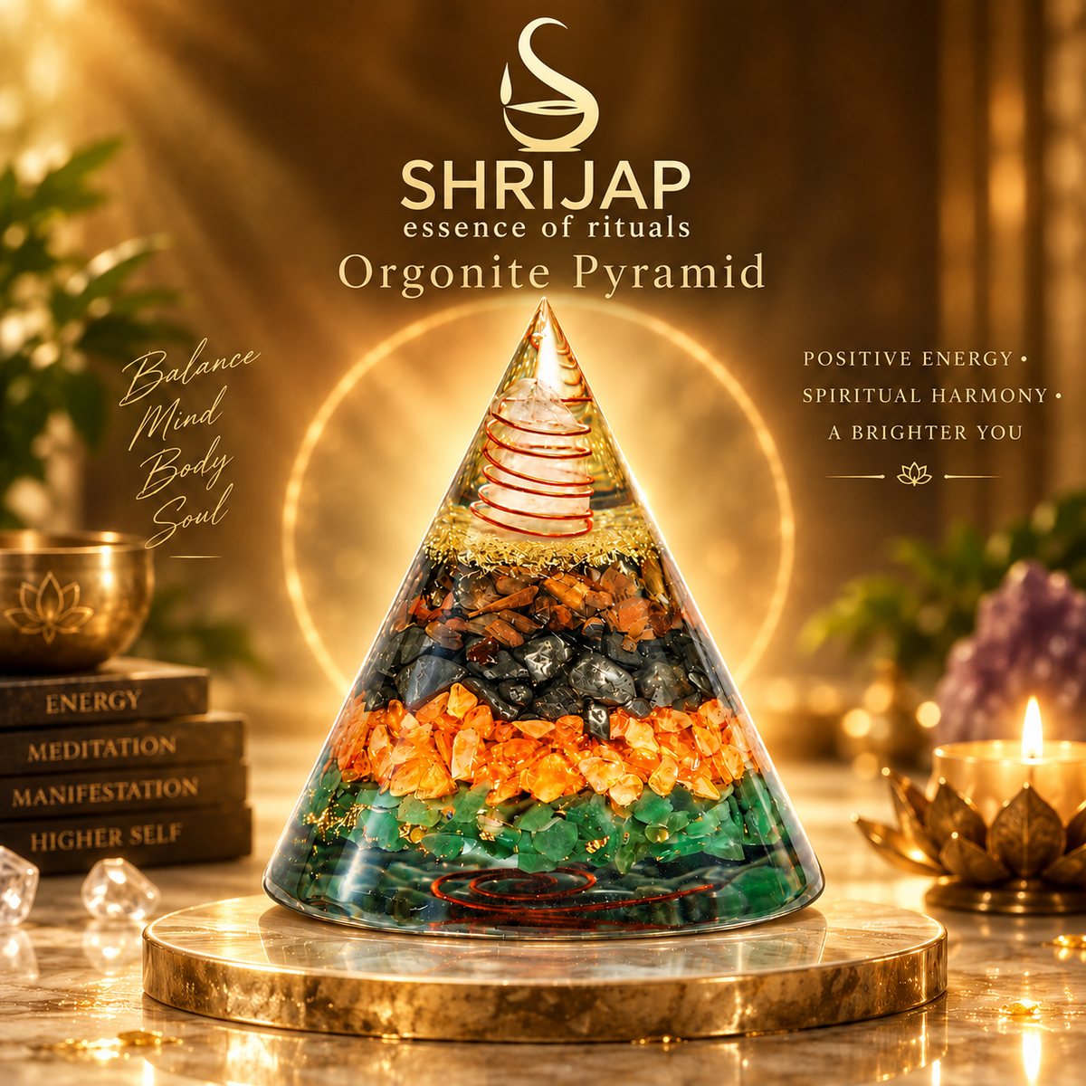 Dhanyog Gold Pyramid Cone with Copper Coil