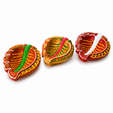 Handpainted Pan Leaf Terracotta Diya – Floral