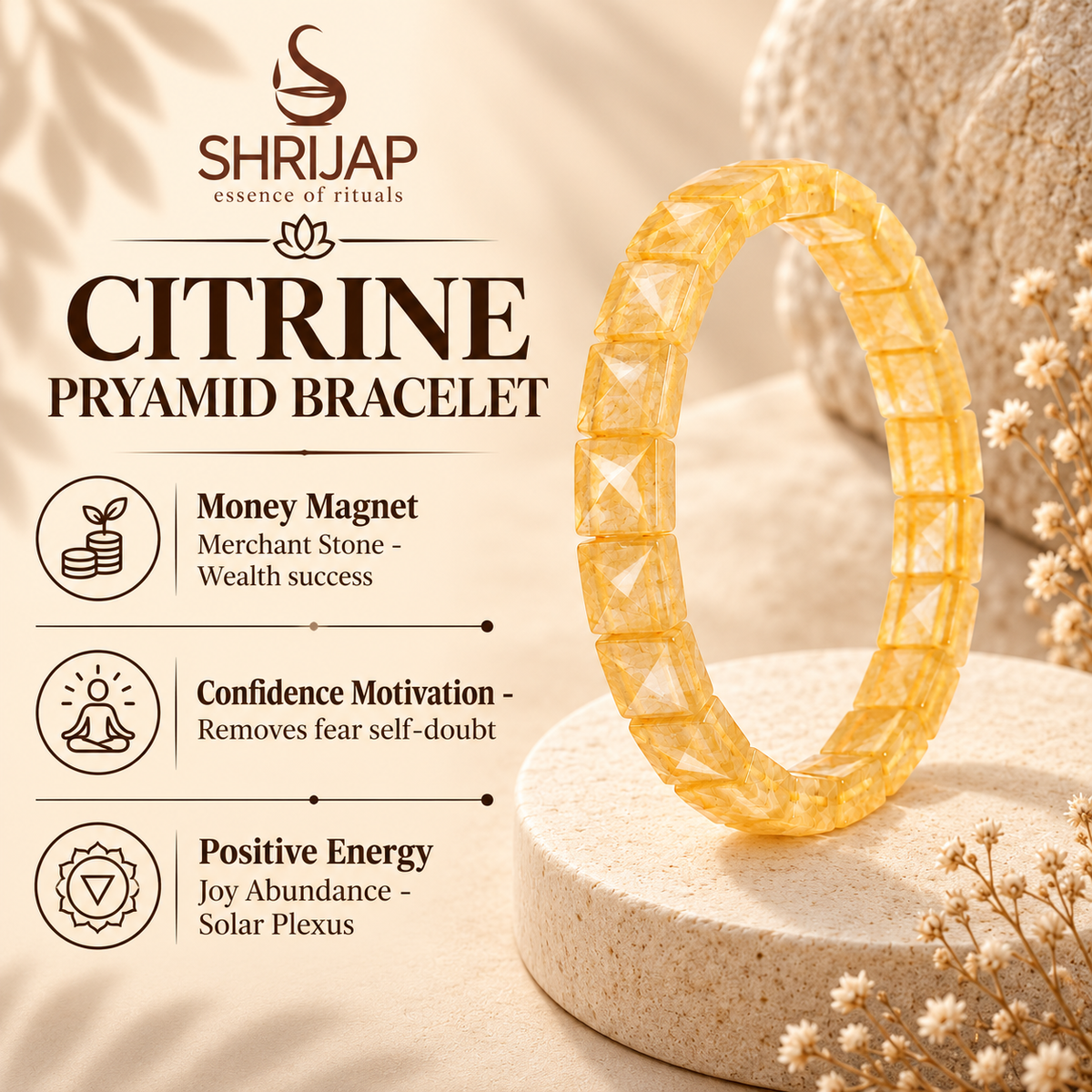 Citrine Pyramid Bracelet