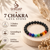 Natural 7 Chakra Lava Stone Bracelet – 8 MM