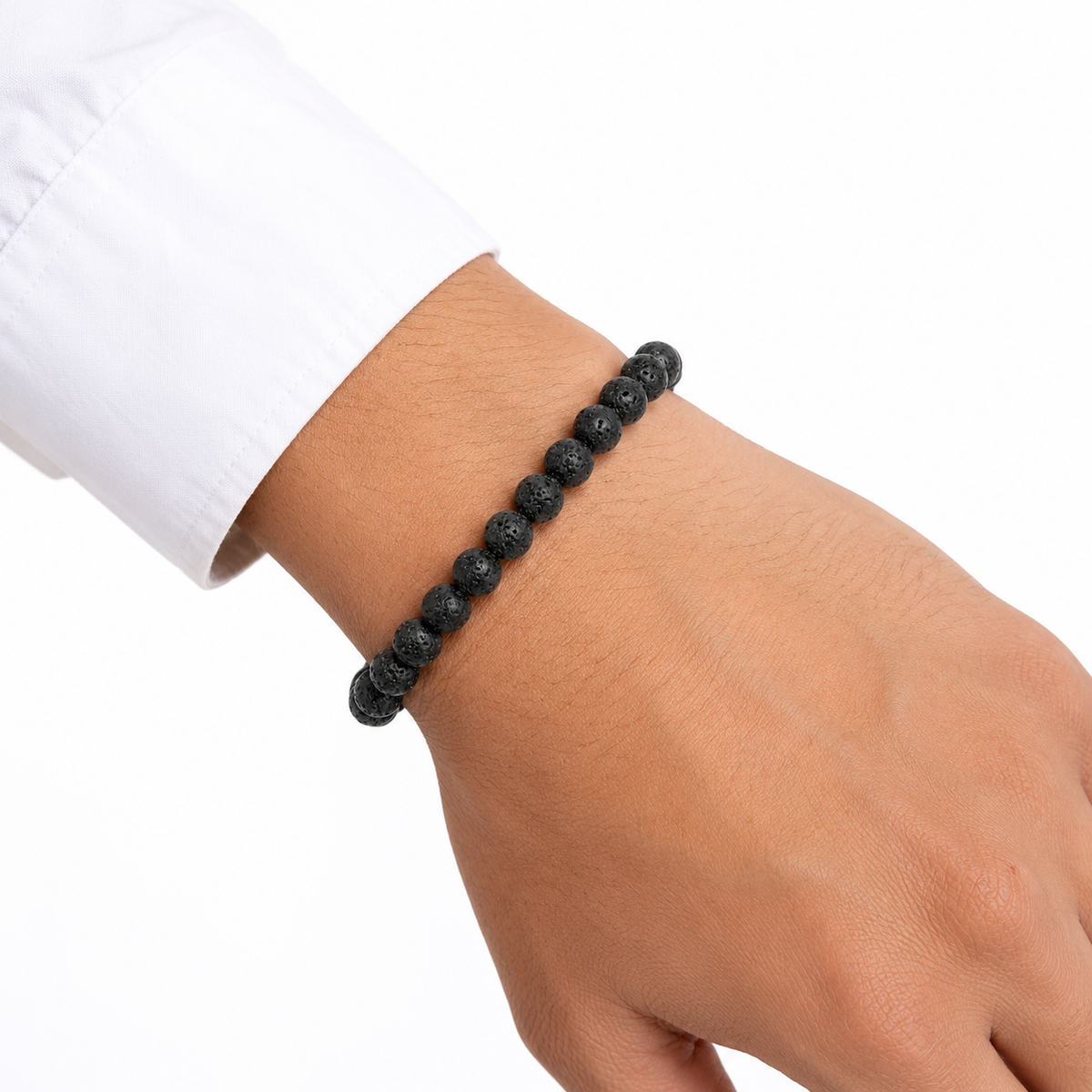 Natural Black Lava Stone Bracelet – 8 MM