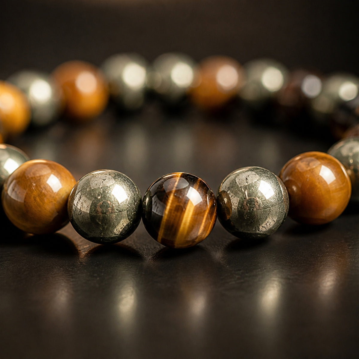 Tiger Eye & Pyramid Combination Bracelet – 8 MM