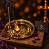 Om Engraved Pooja Thali With 5 Items