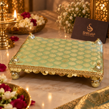 Pista Green with Golden Butti Gota Border Bed – 7x10 Inch