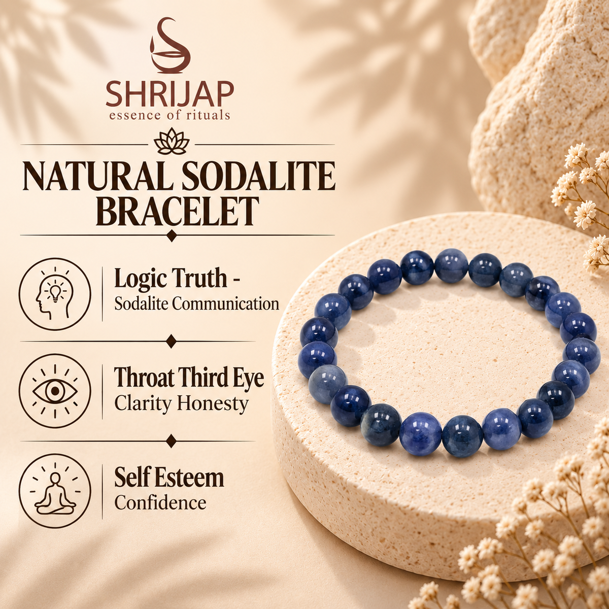 Natural Sodalite Bracelet – 8 MM