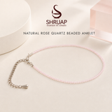 Natural Rose Quartz Beaded Anklet