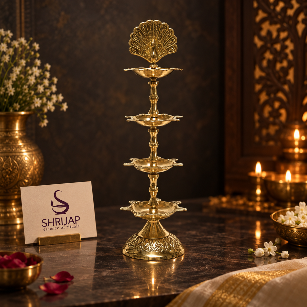 Peacock Diya With 4 Step