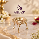 Tripod Brass Floral Diya