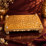 Mustard Yellow Work with Golden Gota Border Bed – 7x10 Inch
