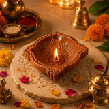 Mandala Square Terracotta Diya – Classic