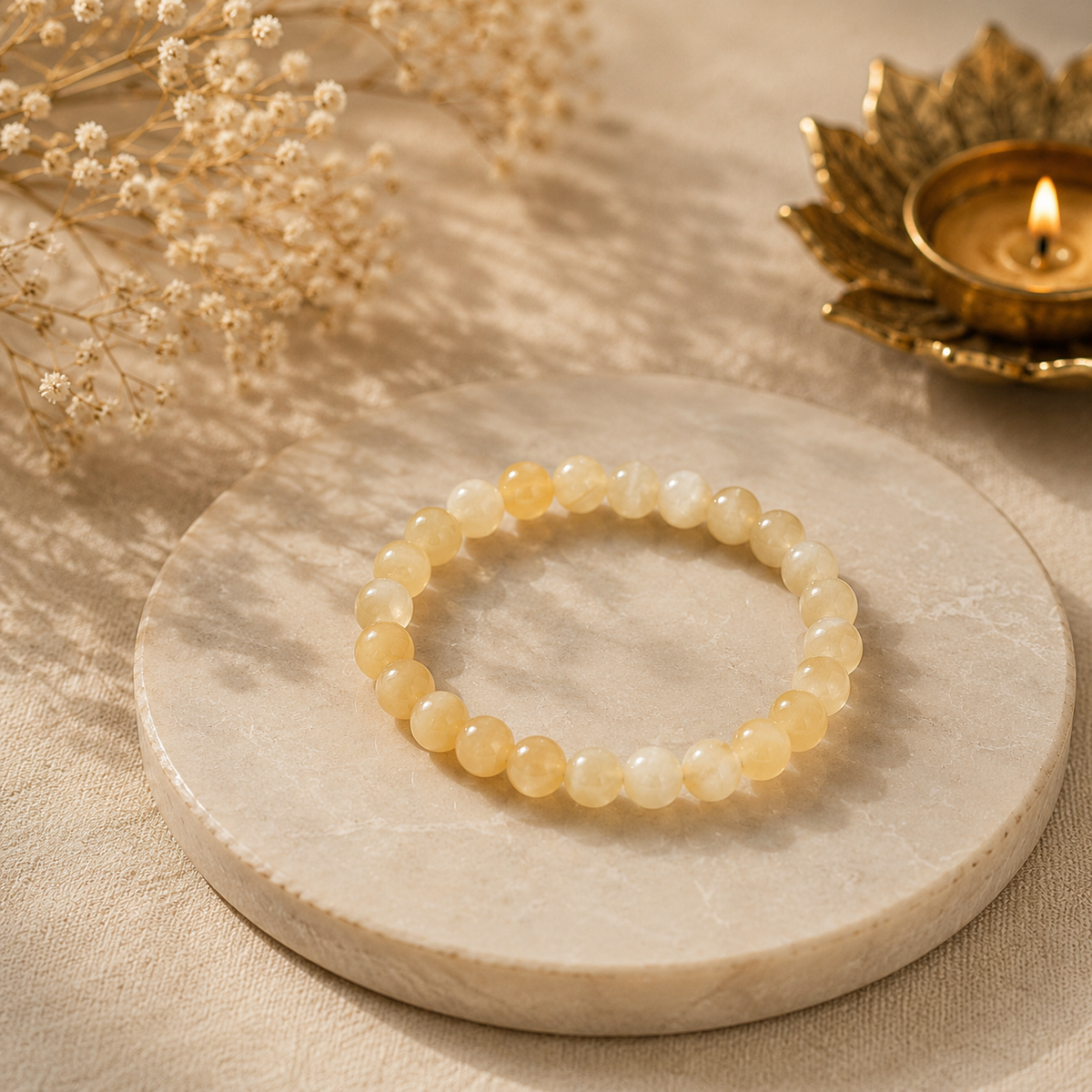 Natural Yellow Calcite Abundance Bracelet – 8 MM