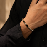 Golden Hematite Bracelet with Black Obsidian Accent – 8 MM