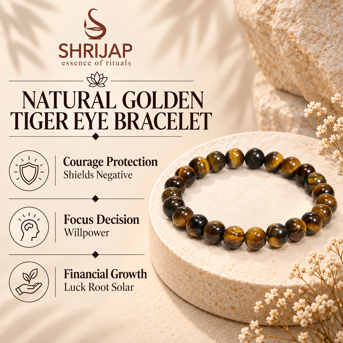 Natural Golden Tiger Eye Bracelet – 8 MM
