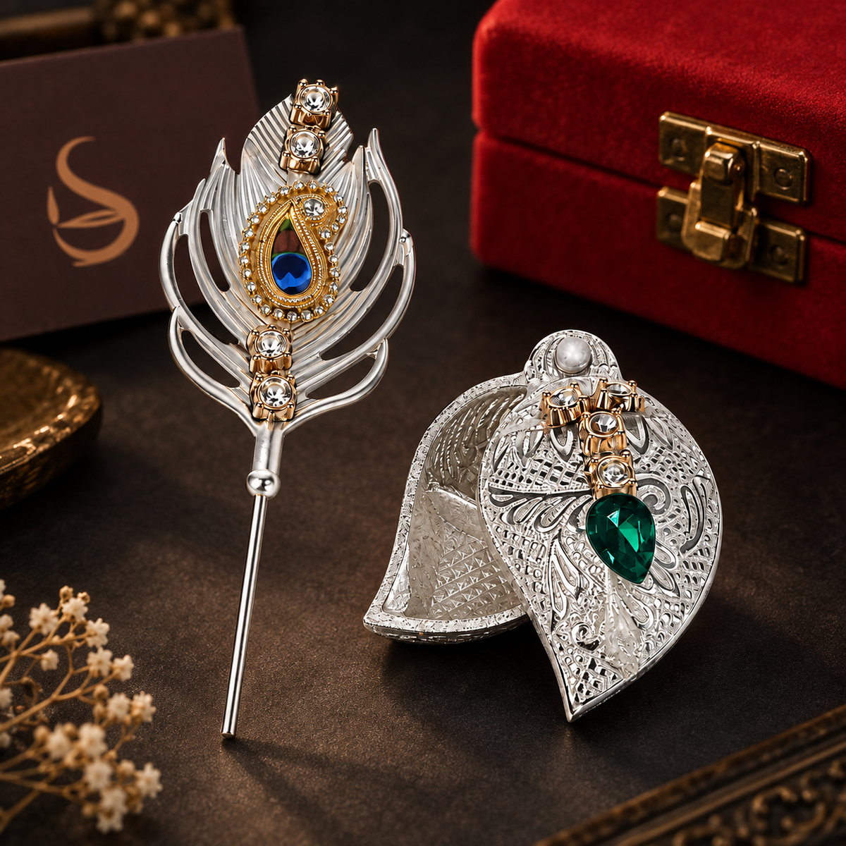 Krishna Pankh Kumkum With Velvet Box