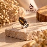 Natural Tiger Eye Stone Ring – Silver Finish