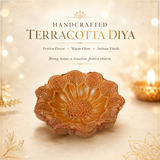 Sunflower Carved Terracotta Diya – Classic