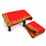 Red Velvet Puja Aasan with Golden Border – 20x30 Inch