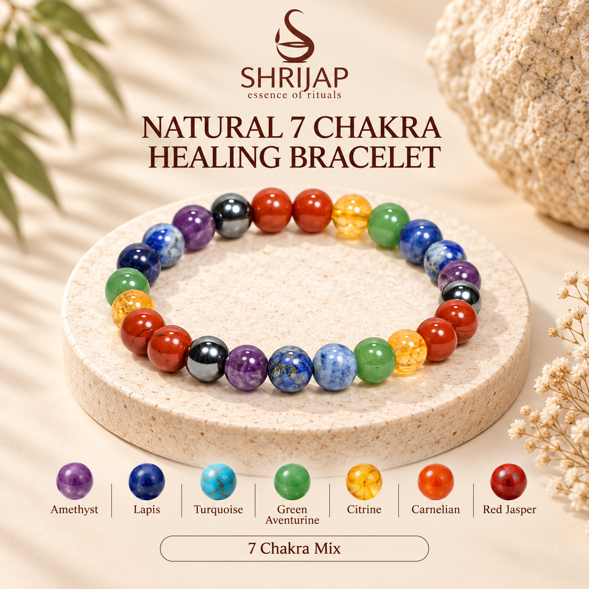 Natural 7 Chakra Healing Bracelet – 8 MM