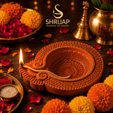 Mandala Carved Terracotta Diya – Classic