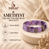 Amethyst Square Pyramid Bead Bracelet