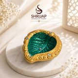 Handpainted Pan Leaf Terracotta Diya – Royal