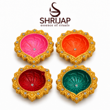 Handpainted Rangoli Carved Terracotta Diya – Royal