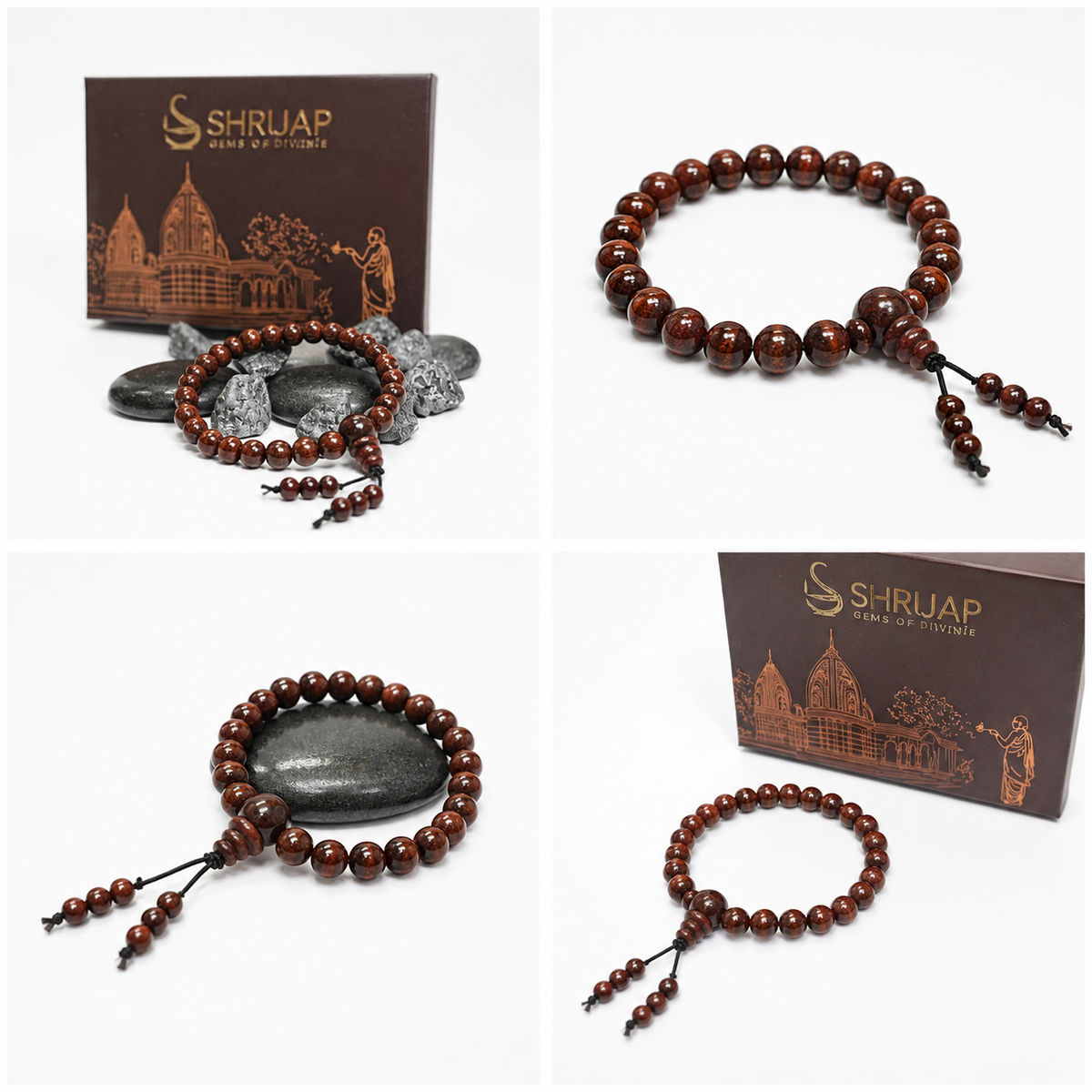 Natural Red Sandalwood Bracelet with Latkan – 6 MM