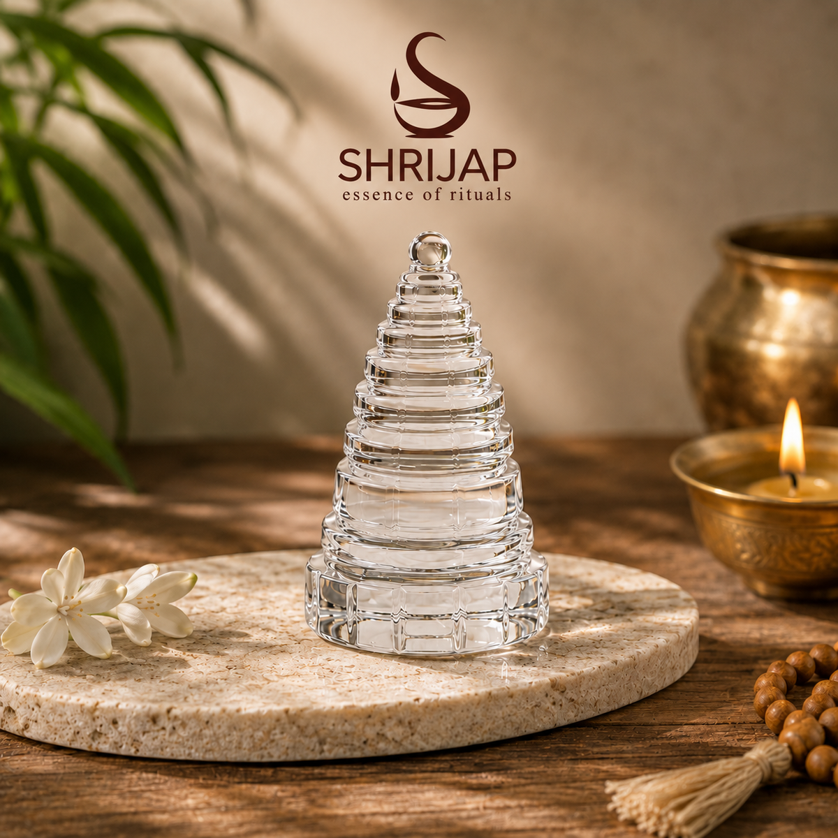 CRYSTAL QUARTZ MERU SHREE YANTRA 1.5 INCH