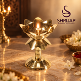Brass Lotus Stand Diya 3.5 Inch