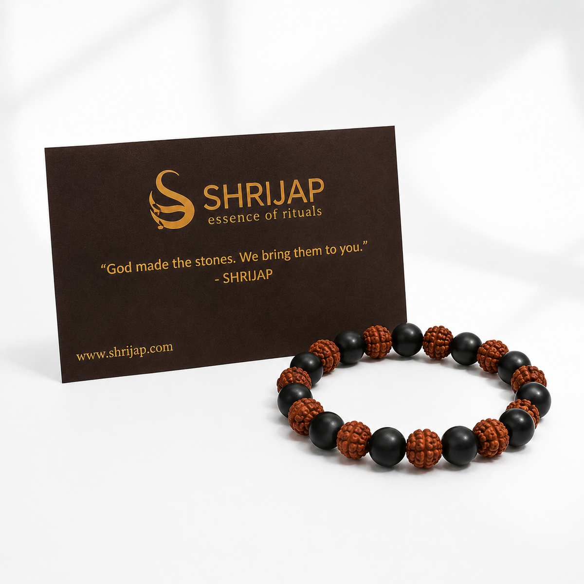Natural Rudraksha with Karungali Wood Bracelet – 8 MM