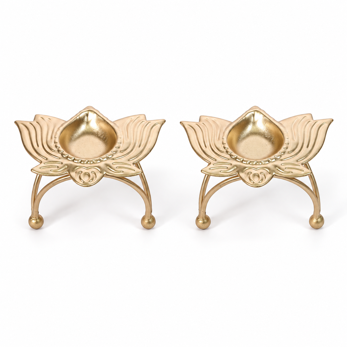 Tripod Lotus Brass Diya