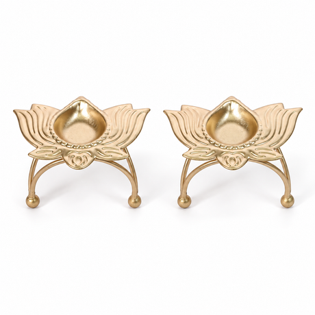 Tripod Lotus Brass Diya