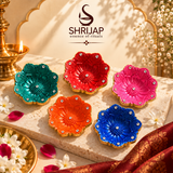 Handpainted Sunflower Carved Terracotta Diya – Royal