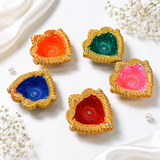 Handpainted Heart Shape Terracotta Diya – Royal