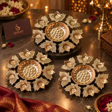 Lotus 7 Diya Urli With Center Bowl