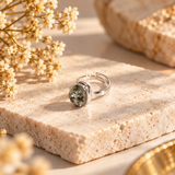 Raw Natural Pyrite Druzy Ring – Silver Finish