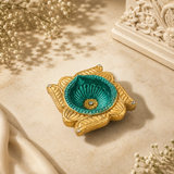 Handpainted Lotus Terracotta Diya – Royal