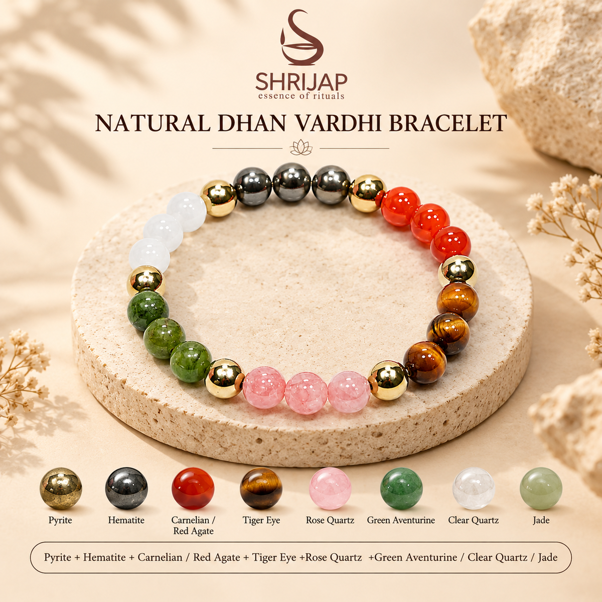 Natural Dhan Vardhi Bracelet 8 MM