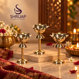 Brass Lotus Stand Diya 4 Inch