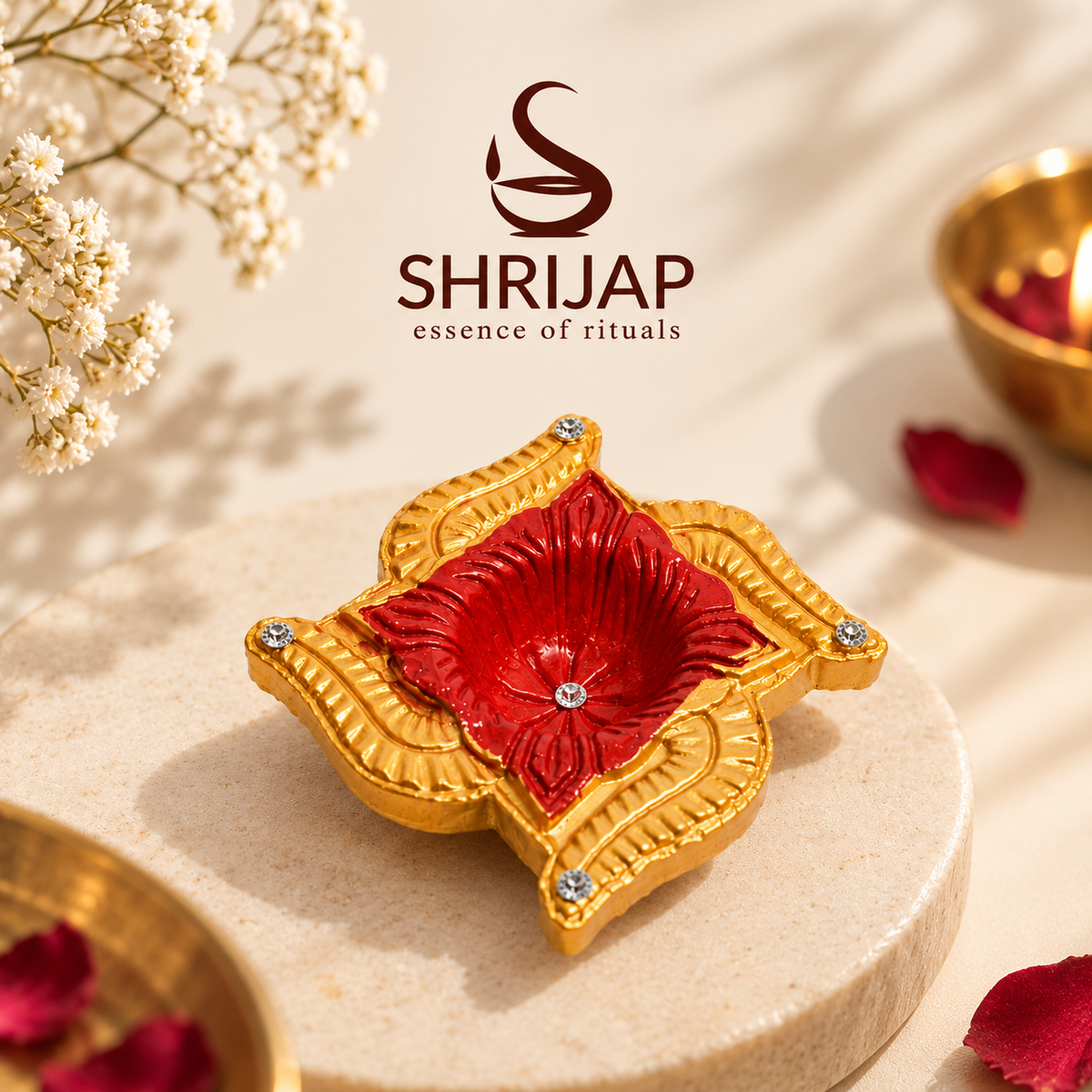 Handpainted Swastik Terracotta Diya – Royal