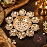 10 Diya Flower Urli With Center Bowl
