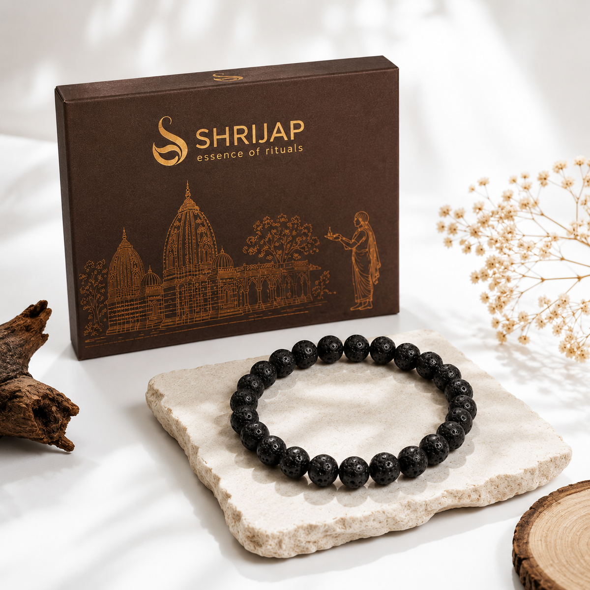 Natural Black Lava Stone Bracelet – 8 MM